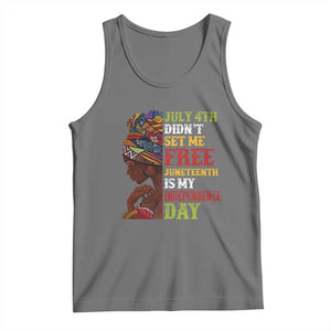Afro Woman Tank Top Juneteenth is My Independence Day Not July 4th TS01 Black Heather Print Your Wear