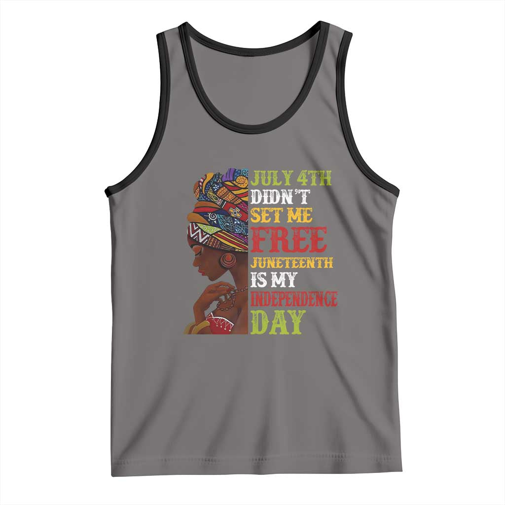 Afro Woman Tank Top Juneteenth is My Independence Day Not July 4th TS01 Deep Heather Black Print Your Wear