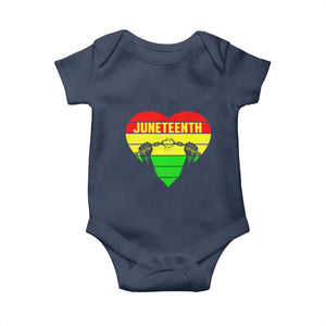 Juneteenth Baby Onesie Breaking Every Chain BHM Heart TS01 Navy Print Your Wear