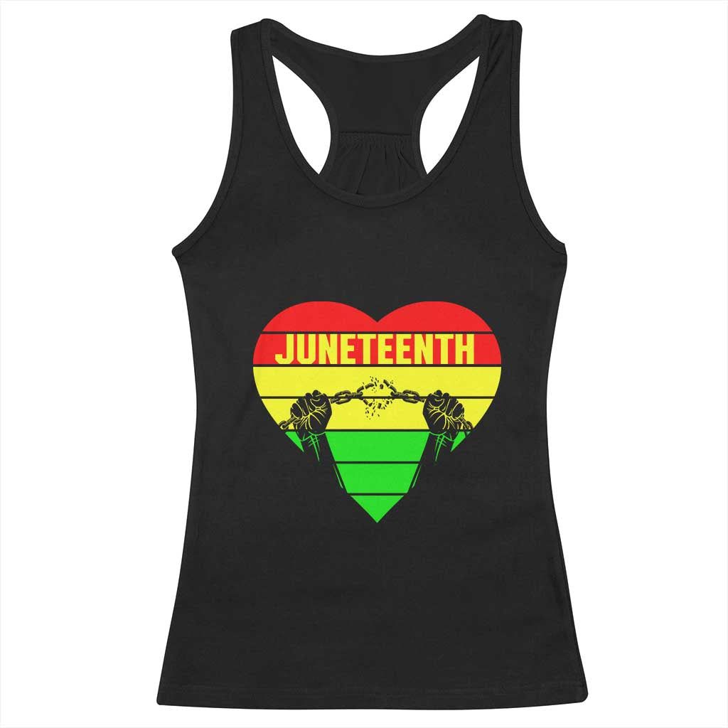 Juneteenth Racerback Tank Top Breaking Every Chain BHM Heart TS01 Black Print Your Wear