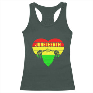 Juneteenth Racerback Tank Top Breaking Every Chain BHM Heart TS01 Dark Forest Green Print Your Wear