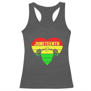 Juneteenth Racerback Tank Top Breaking Every Chain BHM Heart TS01 Dark Heather Print Your Wear