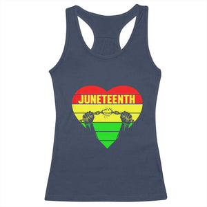 Juneteenth Racerback Tank Top Breaking Every Chain BHM Heart TS01 Navy Print Your Wear