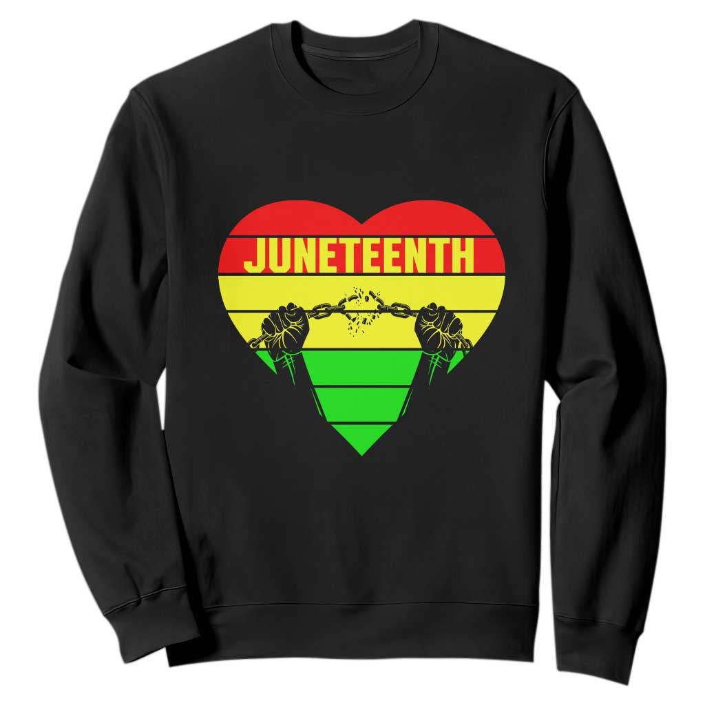 BHM Sweatshirt Juneteenth Breaking Every Chain TS01 Black Printyourwear