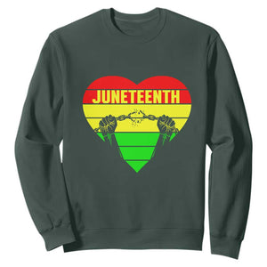 BHM Sweatshirt Juneteenth Breaking Every Chain TS01 Dark Forest Green Printyourwear