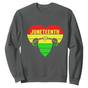 BHM Sweatshirt Juneteenth Breaking Every Chain TS01 Dark Heather Printyourwear