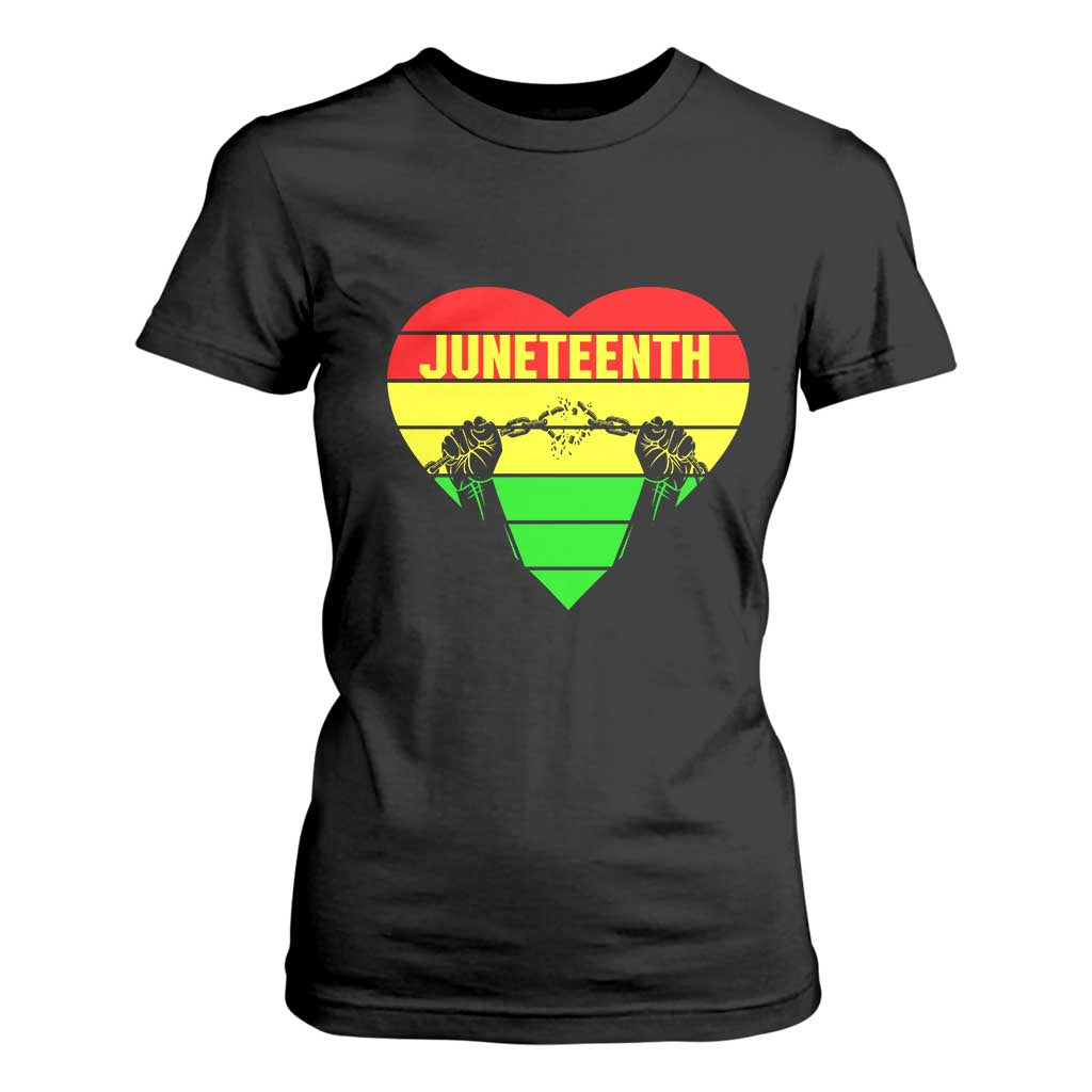 Juneteenth T Shirt For Women Breaking Every Chain BHM Heart TS01 Black Print Your Wear