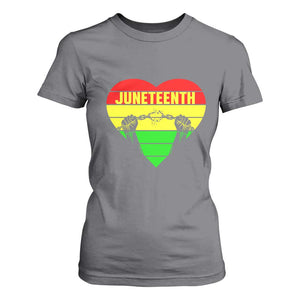 Juneteenth T Shirt For Women Breaking Every Chain BHM Heart TS01 Charcoal Print Your Wear