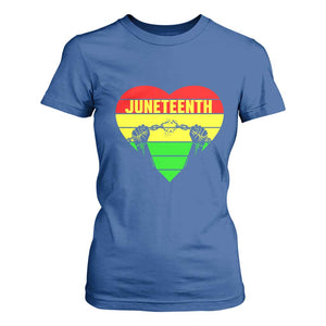 Juneteenth T Shirt For Women Breaking Every Chain BHM Heart TS01 Royal Blue Print Your Wear