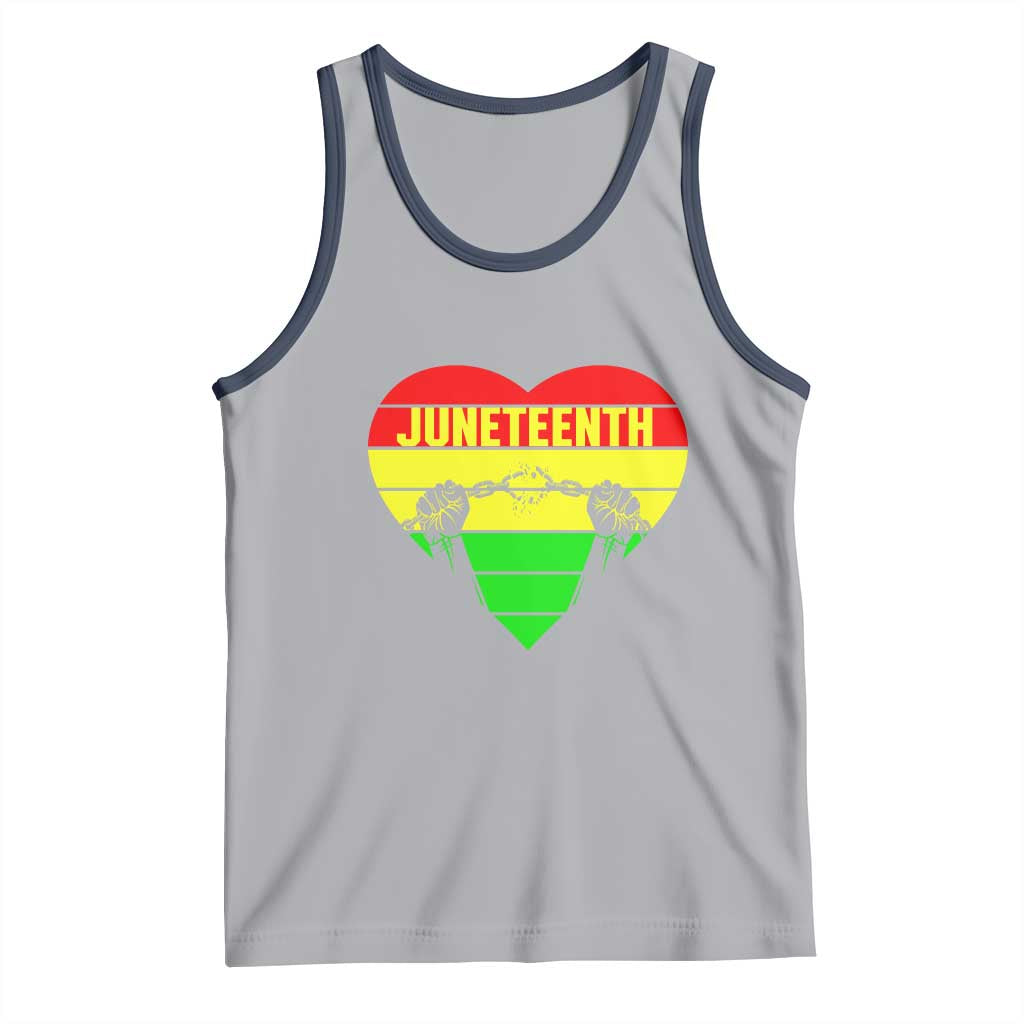 Juneteenth Tank Top Breaking Every Chain BHM Heart TS01 Athletic Heather Navy Print Your Wear