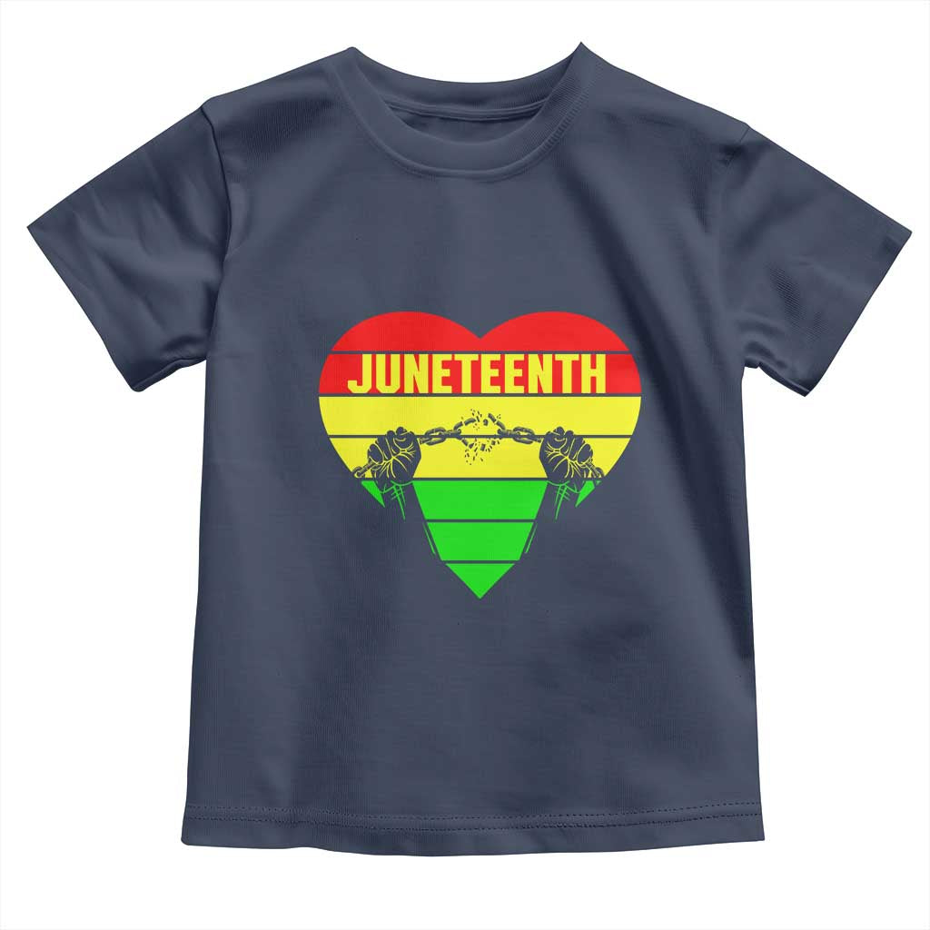 Juneteenth Toddler T Shirt Breaking Every Chain BHM Heart TS01 Navy Print Your Wear