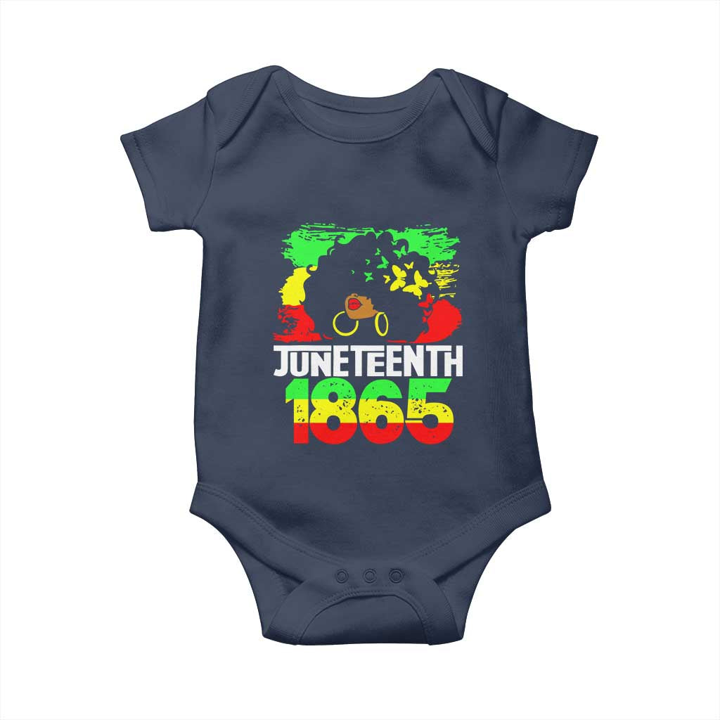 Afro Woman Baby Onesie Juneteenth 1865 African Black Pride TS01 Navy Print Your Wear