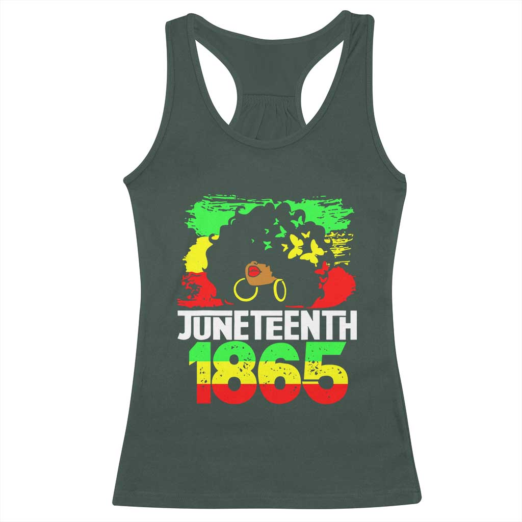 Afro Woman Racerback Tank Top Juneteenth 1865 African Black Pride TS01 Dark Forest Green Print Your Wear