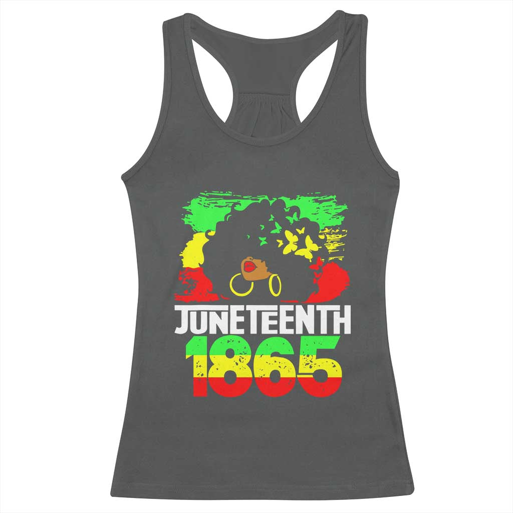 Afro Woman Racerback Tank Top Juneteenth 1865 African Black Pride TS01 Dark Heather Print Your Wear