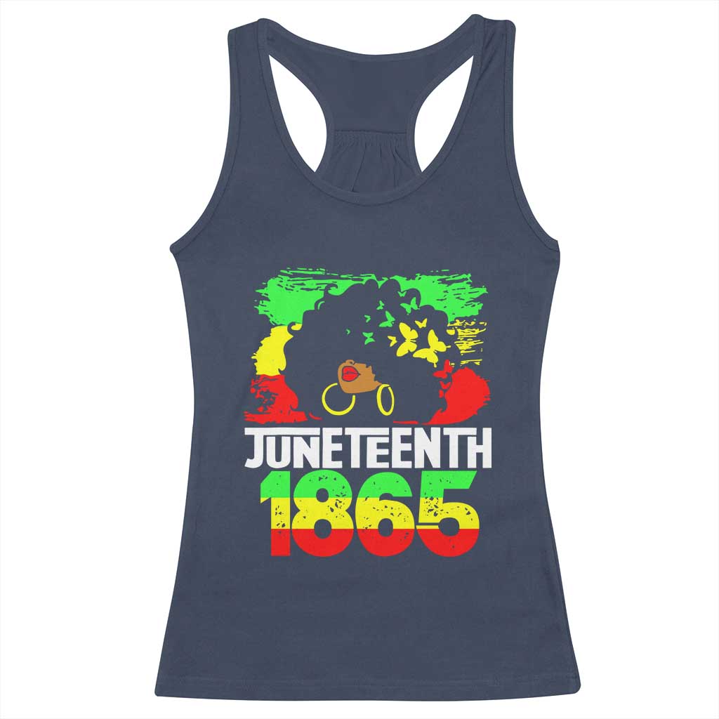 Afro Woman Racerback Tank Top Juneteenth 1865 African Black Pride TS01 Navy Print Your Wear