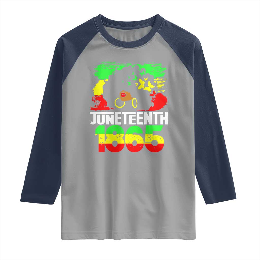 Afro Woman Raglan Shirt Juneteenth 1865 African Black Pride TS01 Sport Gray Navy Print Your Wear