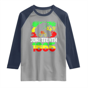 Afro Woman Raglan Shirt Juneteenth 1865 African Black Pride TS01 Sport Gray Navy Print Your Wear