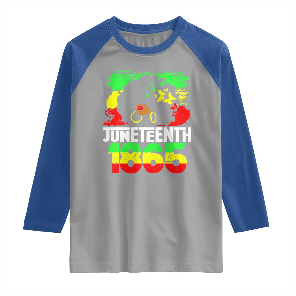 Afro Woman Raglan Shirt Juneteenth 1865 African Black Pride TS01 Sport Gray Royal Print Your Wear