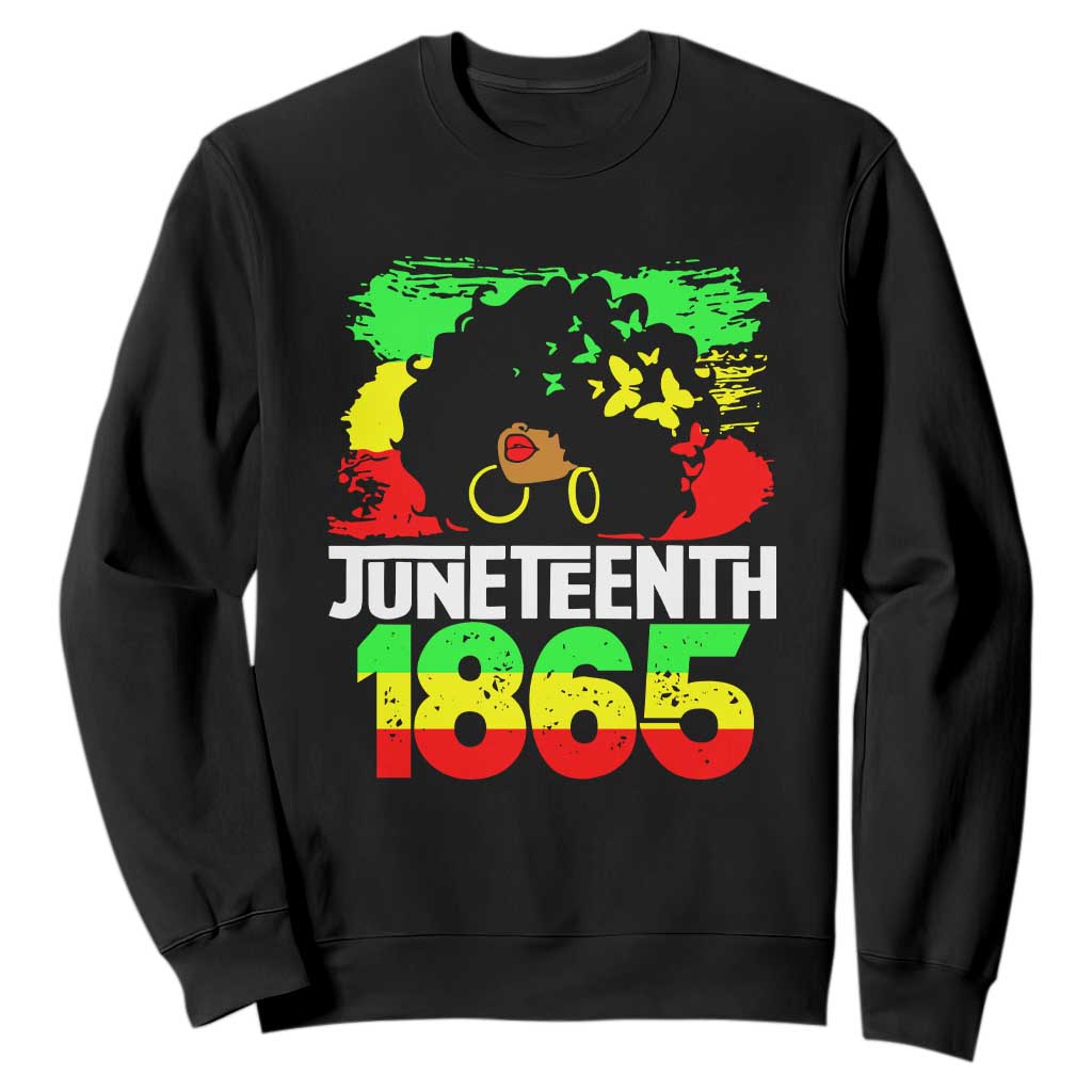 Afro Woman Sweatshirt Juneteenth 1865 Black Pride TS01 Black Printyourwear
