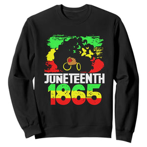 Afro Woman Sweatshirt Juneteenth 1865 Black Pride TS01 Black Printyourwear