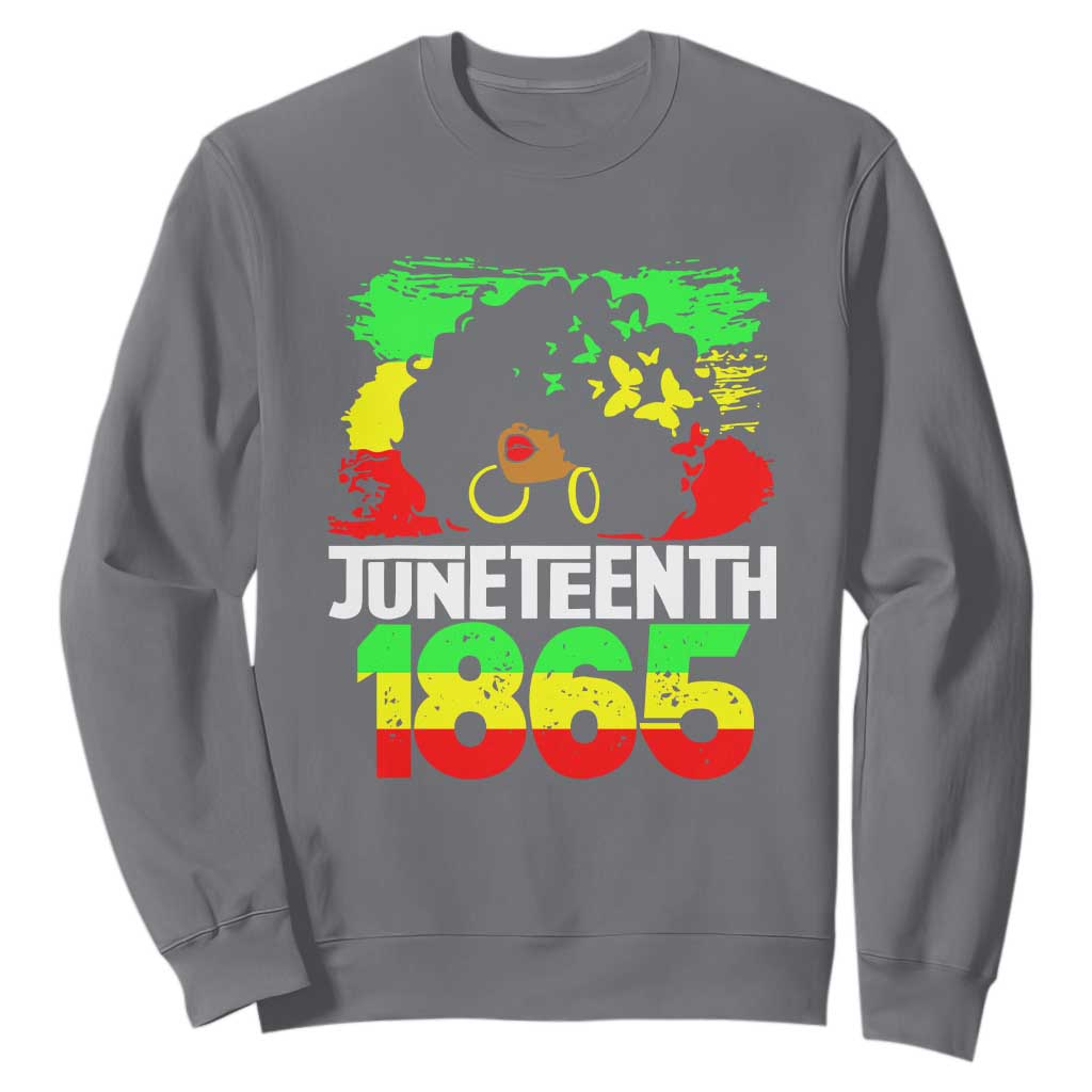 Afro Woman Sweatshirt Juneteenth 1865 Black Pride TS01 Charcoal Printyourwear