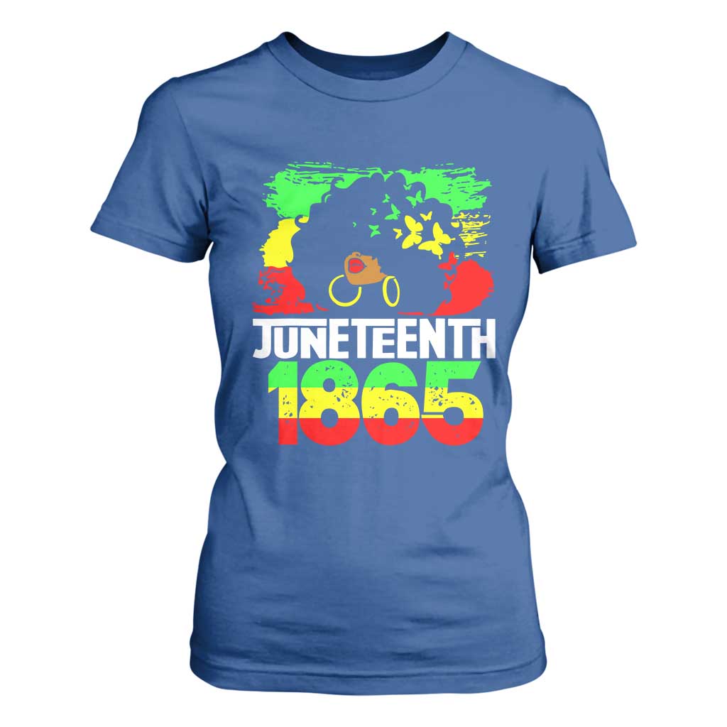 Afro Woman T Shirt For Women Juneteenth 1865 African Black Pride TS01 Royal Blue Print Your Wear