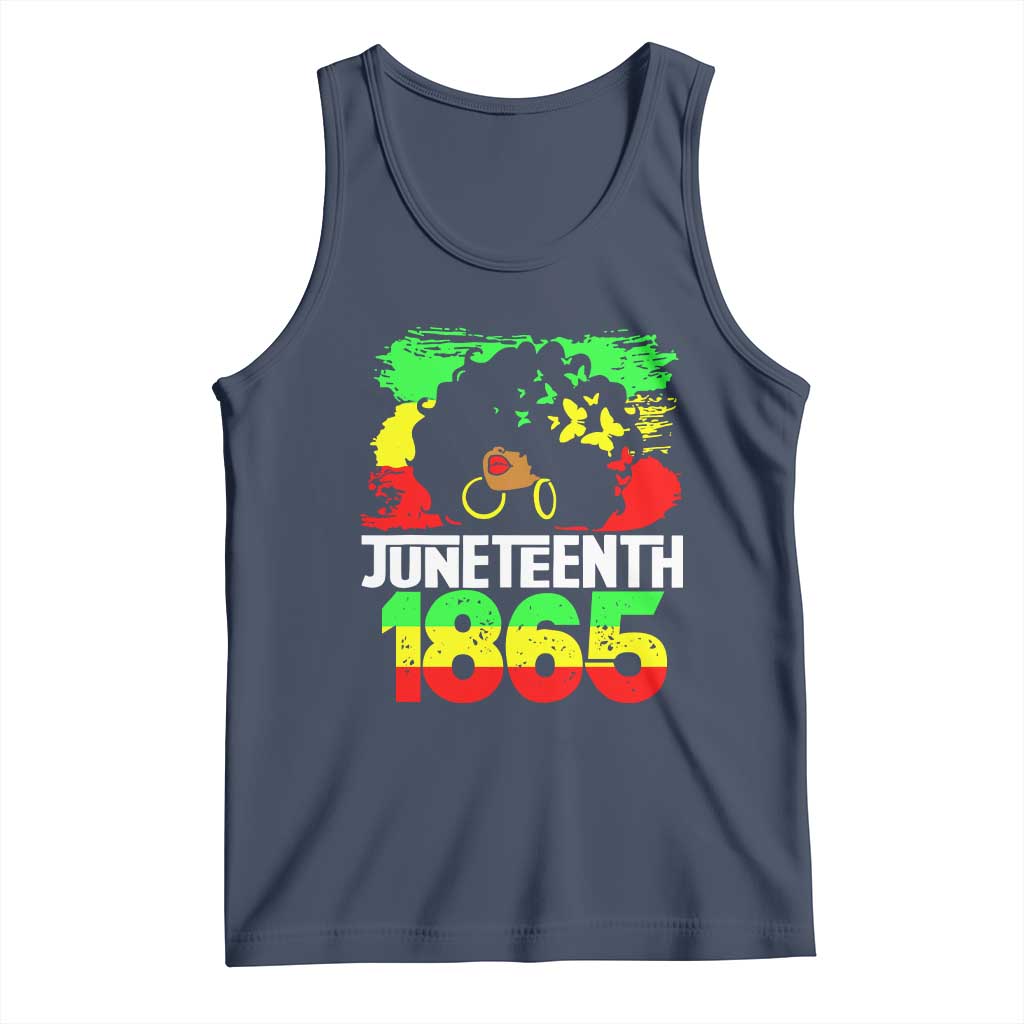 Afro Woman Tank Top Juneteenth 1865 African Black Pride TS01 Navy Print Your Wear