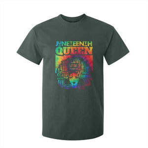 Juneteenth Afro Queen T Shirt For Kid Melanin Black Women Magic Tie Dye TS01 Dark Forest Green Print Your Wear