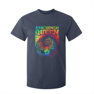 Juneteenth Afro Queen T Shirt For Kid Melanin Black Women Magic Tie Dye TS01 Navy Print Your Wear