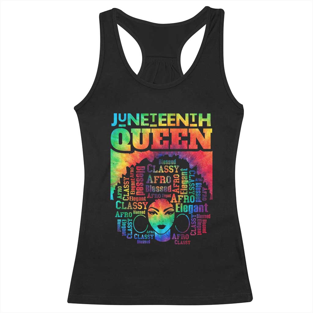Juneteenth Afro Queen Racerback Tank Top Melanin Black Women Magic Tie Dye TS01 Black Print Your Wear