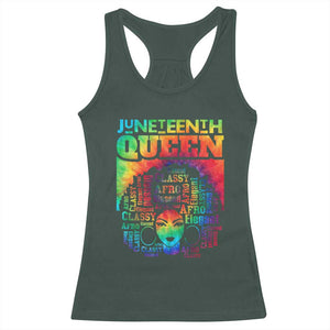 Juneteenth Afro Queen Racerback Tank Top Melanin Black Women Magic Tie Dye TS01 Dark Forest Green Print Your Wear