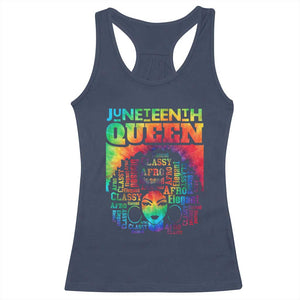 Juneteenth Afro Queen Racerback Tank Top Melanin Black Women Magic Tie Dye TS01 Navy Print Your Wear