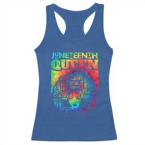 Juneteenth Afro Queen Racerback Tank Top Melanin Black Women Magic Tie Dye TS01 Royal Blue Print Your Wear