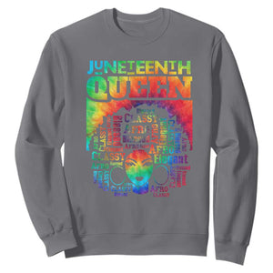 Juneteenth Afro Queen Sweatshirt Melanin Black Girl Magic Women Tie Dye TS01 Charcoal Printyourwear