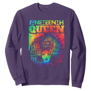 Juneteenth Afro Queen Sweatshirt Melanin Black Girl Magic Women Tie Dye TS01 Purple Printyourwear
