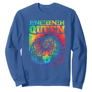 Juneteenth Afro Queen Sweatshirt Melanin Black Girl Magic Women Tie Dye TS01 Royal Blue Printyourwear