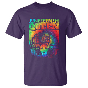 Juneteenth Afro Queen T Shirt Melanin Black Girl Magic Women Tie Dye TS01 Purple Printyourwear