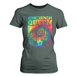 Juneteenth Afro Queen T Shirt For Women Melanin Black Women Magic Tie Dye TS01 Dark Forest Green Print Your Wear