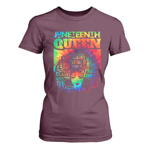 Juneteenth Afro Queen T Shirt For Women Melanin Black Women Magic Tie Dye TS01 Maroon Print Your Wear