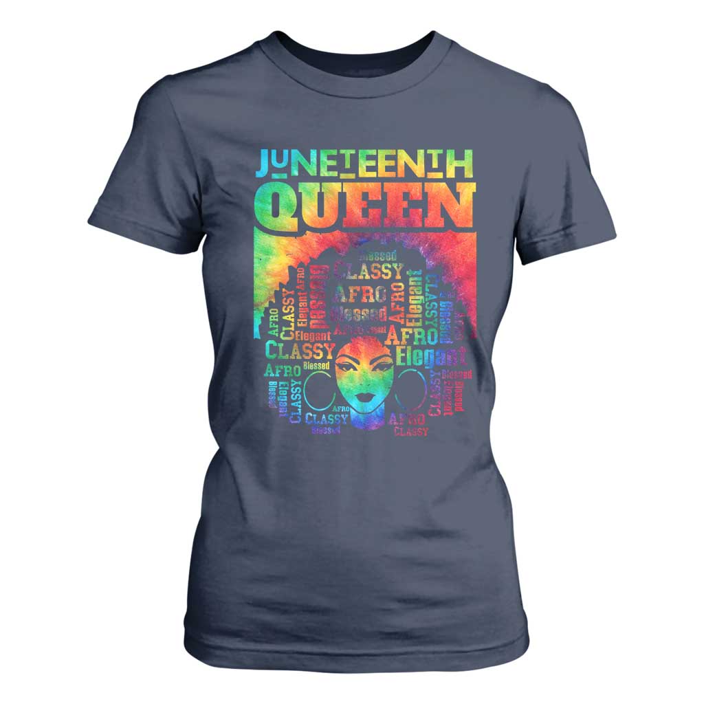 Juneteenth Afro Queen T Shirt For Women Melanin Black Women Magic Tie Dye TS01 Navy Print Your Wear