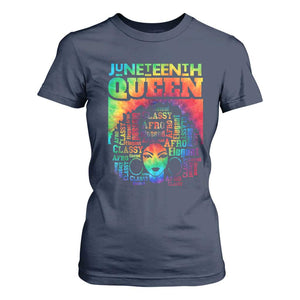 Juneteenth Afro Queen T Shirt For Women Melanin Black Women Magic Tie Dye TS01 Navy Print Your Wear