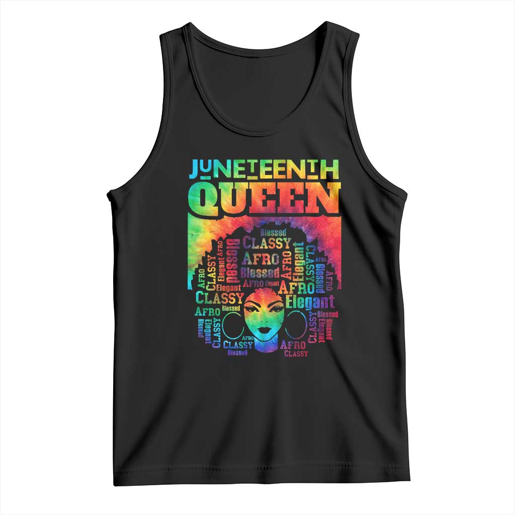Juneteenth Afro Queen Tank Top Melanin Black Women Magic Tie Dye TS01 Black Print Your Wear