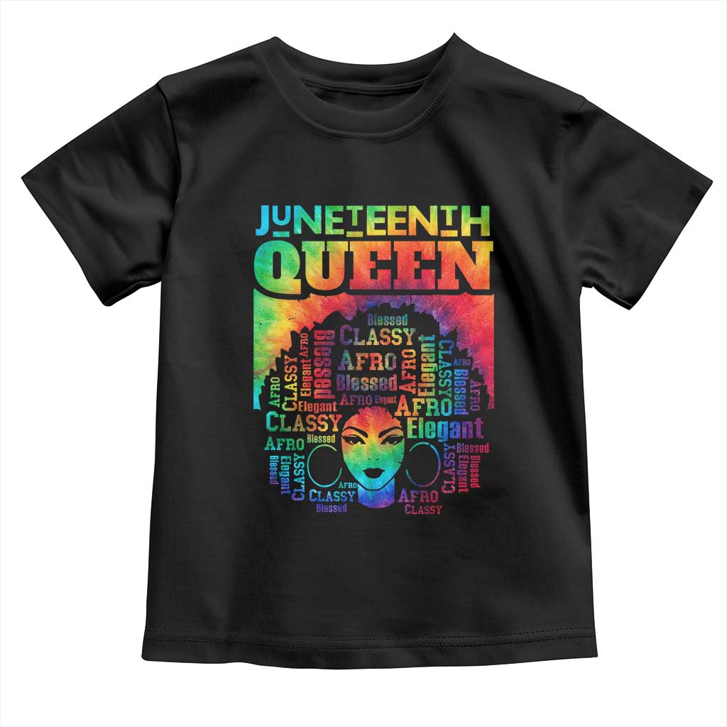 Juneteenth Afro Queen Toddler T Shirt Melanin Black Women Magic Tie Dye TS01 Black Print Your Wear