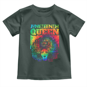 Juneteenth Afro Queen Toddler T Shirt Melanin Black Women Magic Tie Dye TS01 Dark Forest Green Print Your Wear