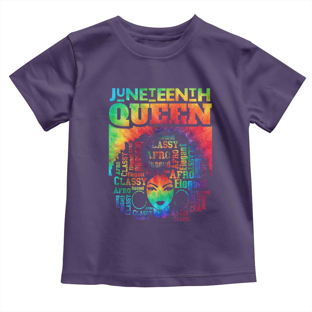Juneteenth Afro Queen Toddler T Shirt Melanin Black Women Magic Tie Dye TS01 Purple Print Your Wear