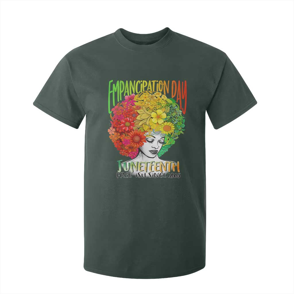 Freeish Since 1865 Juneteenth T Shirt For Kid Freedom Day African American June 19th Black Women Floral Hair TS01 Dark Forest Green Print Your Wear