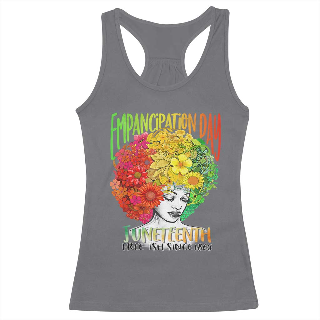 Freeish Since 1865 Juneteenth Racerback Tank Top Freedom Day African American June 19th Black Women Floral Hair TS01 Charcoal Print Your Wear