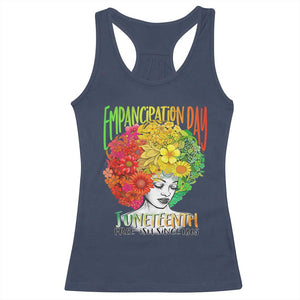 Freeish Since 1865 Juneteenth Racerback Tank Top Freedom Day African American June 19th Black Women Floral Hair TS01 Navy Print Your Wear