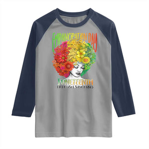Freeish Since 1865 Juneteenth Raglan Shirt Freedom Day African American June 19th Black Women Floral Hair TS01 Sport Gray Navy Print Your Wear