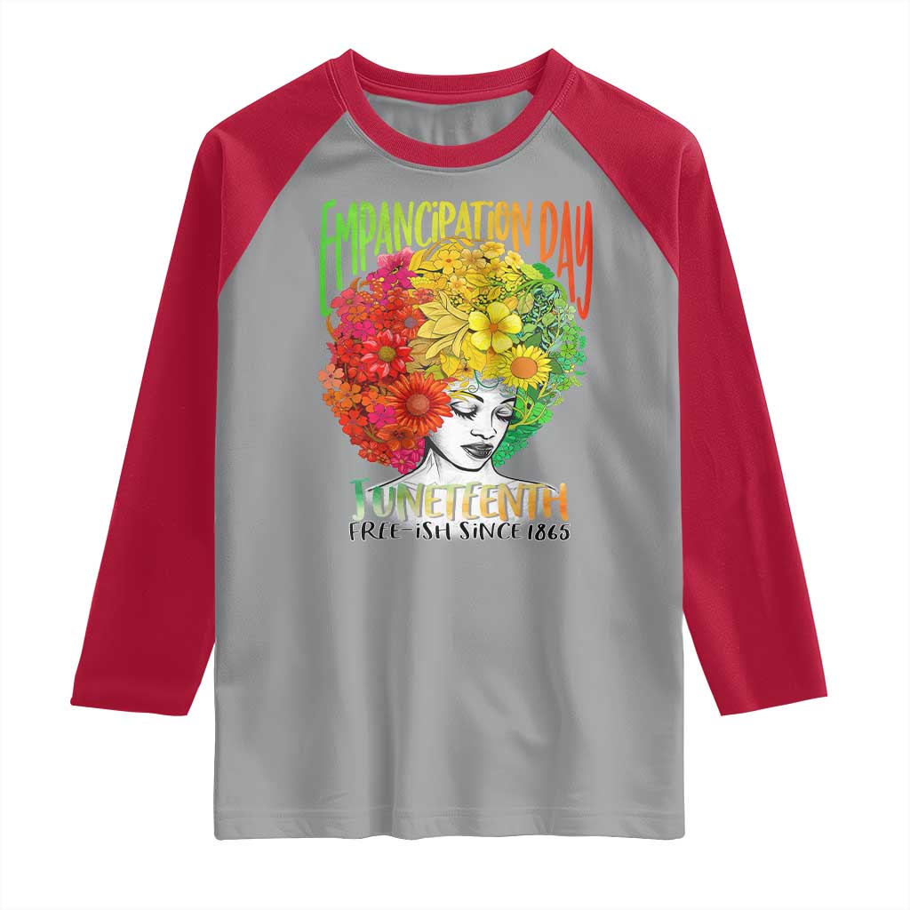 Freeish Since 1865 Juneteenth Raglan Shirt Freedom Day African American June 19th Black Women Floral Hair TS01 Sport Gray Red Print Your Wear